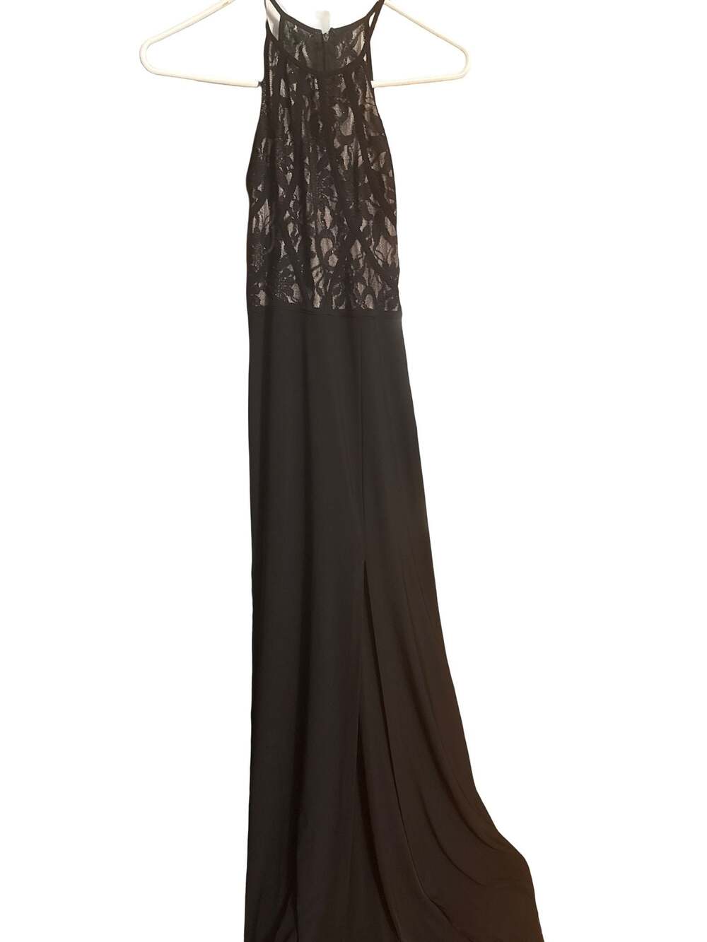 Morgan & Co. Black Lace Halter Neck Maxi Dress Size 5